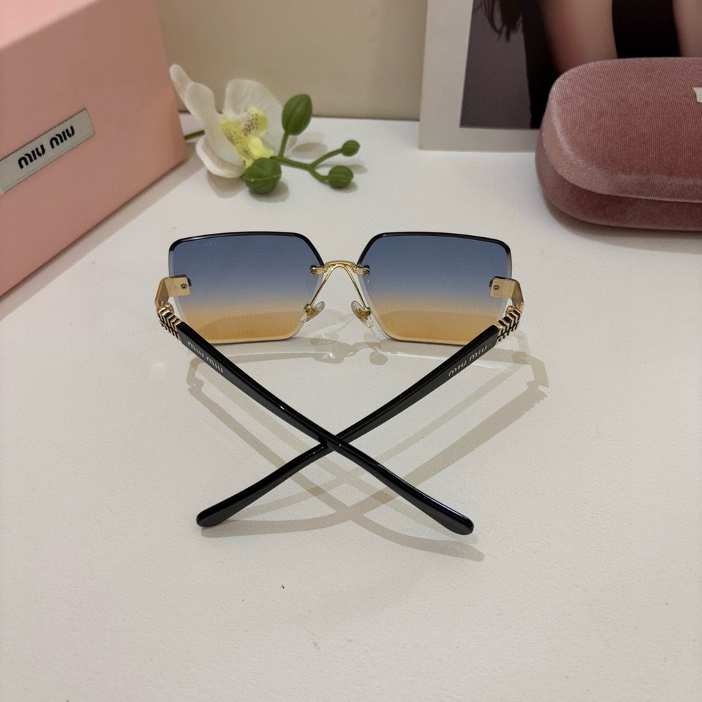 Miu Miu Blue-to-Gold Gradient Rimless Square Sunglasses - Picture 2 of 8